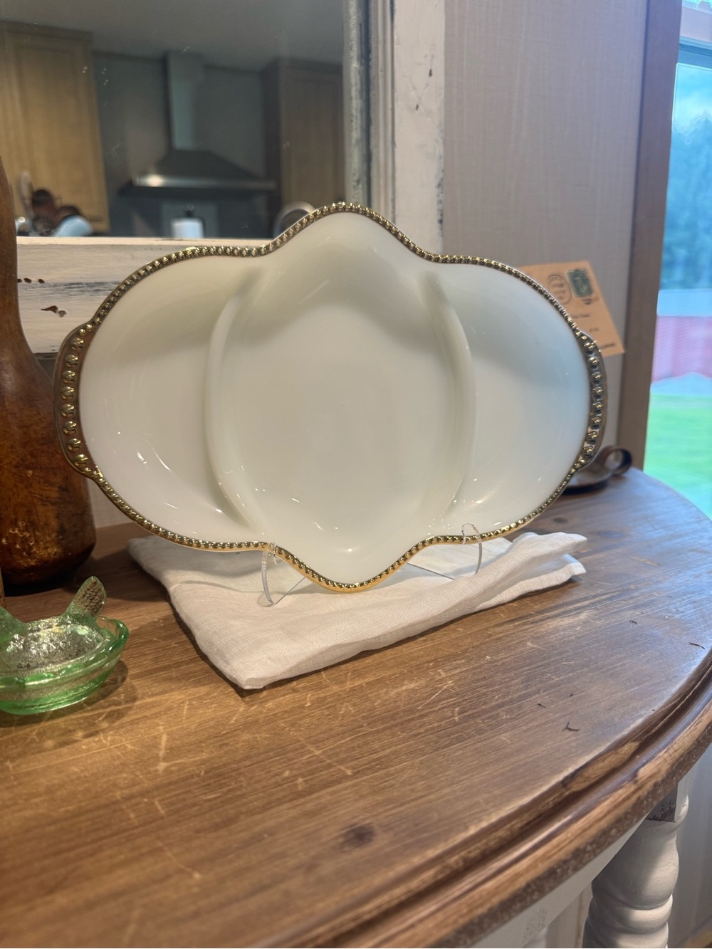 Fire King Milk Glass divided relish tray